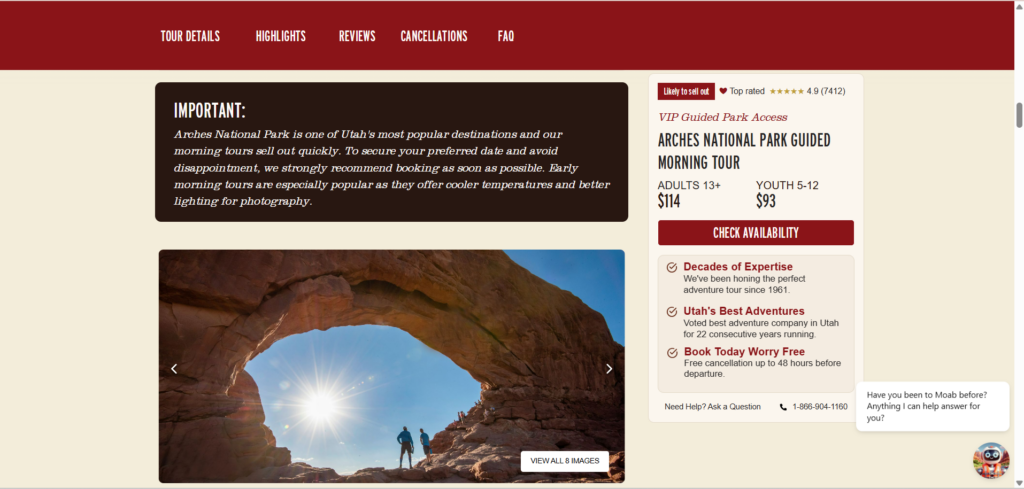 Moab Adventure Center- Availability 